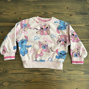 Disney Stitch Angel Sweatshirt Girls 6-7 Pink Primark Graphic Pullover